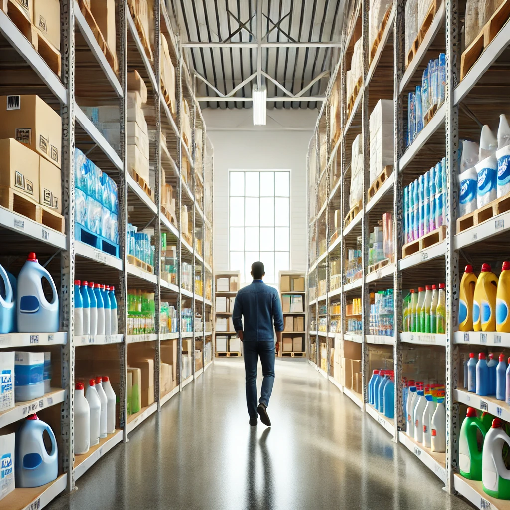 ادارة مخازن محلات المنظفات والورقات